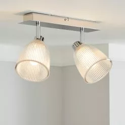 Dunelm Bremont 2 Light Ribbed Glass Bathroom Spotlight