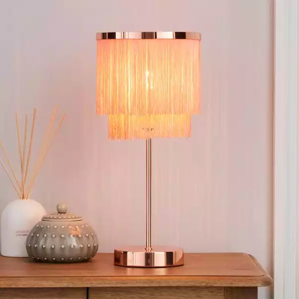 Dunelm Jaz Fringe Pink Table Lamp 3 Dunelm Jaz Fringe Pink Table Lamp
