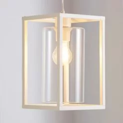 Dunelm London 1 Light Pendant Cream Industrial Ceiling Fitting