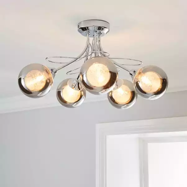 Dunelm Mateo 5 Light Glass Chrome Semi-Flush Ceiling Fitting 3 Dunelm Mateo 5 Light Glass Chrome Semi-Flush Ceiling Fitting