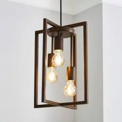 Dunelm London 3 Light Bronze Industrial Pendant Fitting