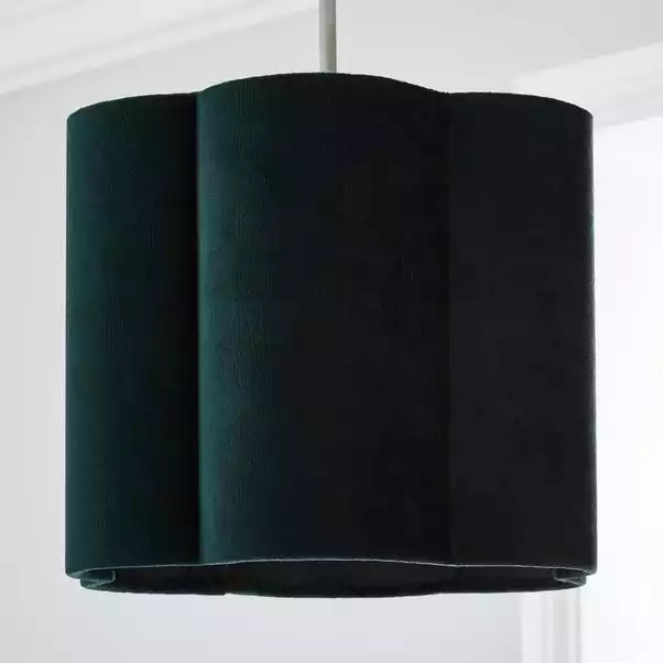 Dunelm Vivian 25cm Scallop Velvet Green Lamp Shade 4 Dunelm Vivian 25cm Scallop Velvet Green Lamp Shade - Image 2