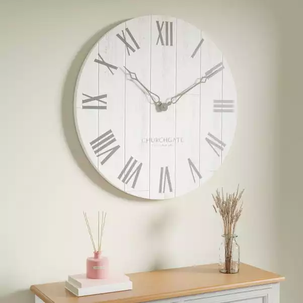 Dunelm Cream Distressed Wooden 60cm Clock 3 Dunelm Cream Distressed Wooden 60cm Clock