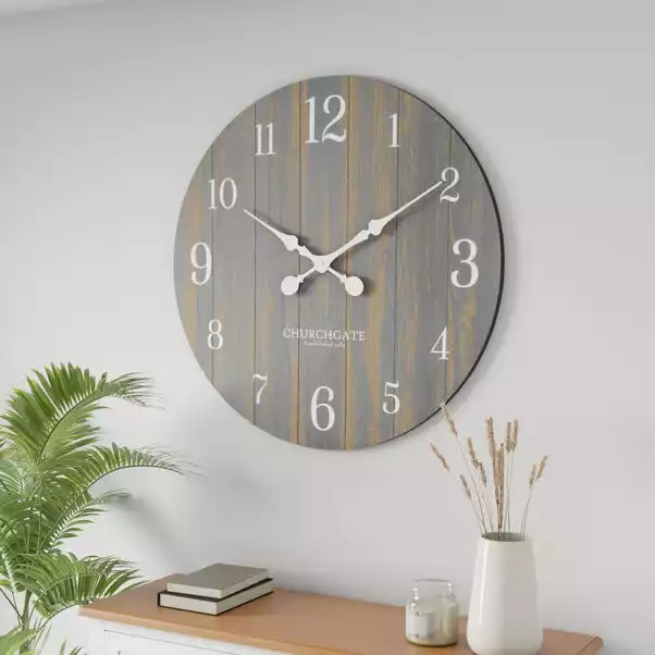 Dunelm Grey Distressed Wooden 80cm Clock 3 Dunelm Grey Distressed Wooden 80cm Clock
