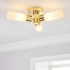 Dunelm Porto Bathroom 3 Light Ceiling Fitting Brass