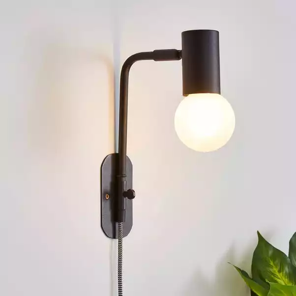 Dunelm Bradford EasyFit Plug In Wall Light Matt Black 3 Dunelm Bradford EasyFit Plug In Wall Light Matt Black