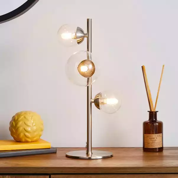 Dunelm Tarsia Glass Table Lamp Satin Nickel 3 Dunelm Tarsia Glass Table Lamp Satin Nickel