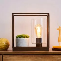 Dunelm London Shelf Table Lamp Bronze Industrial