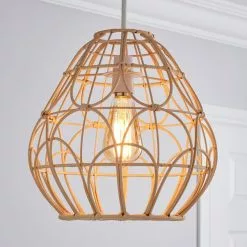 Dunelm Decorative Cane Easy Fit Pendant Natural