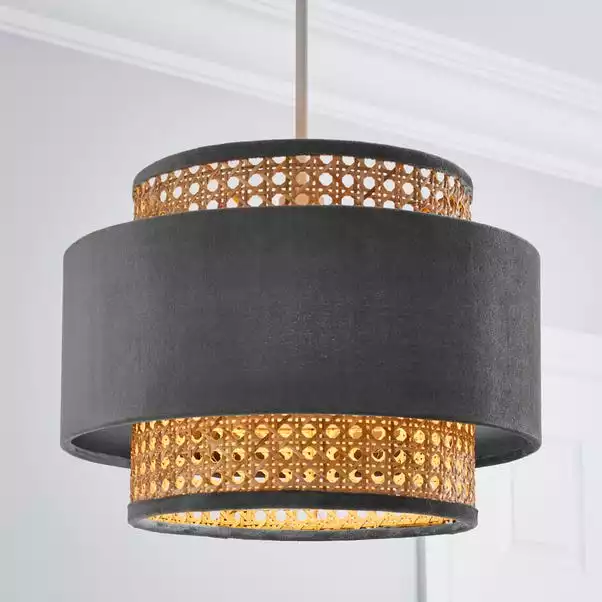 Dunelm Nova Velvet And Cane Shade 30cm 3 Dunelm Nova Velvet And Cane Shade 30cm