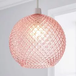 Dunelm Elodie Faceted Glass Easy Fit Pendant Blush Lustre