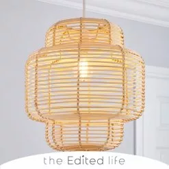 The Edited Life Wicker Tiered Easy Fit Pendant Natural