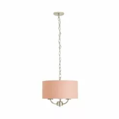 Dunelm Preston Nickel Blush Pink 3 Light Pendant Fitting -all lighting Sales Store 30730500 alt05
