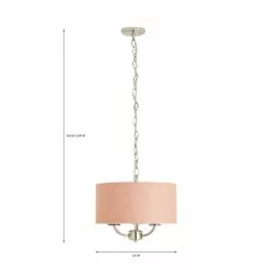 Dunelm Preston Nickel Blush Pink 3 Light Pendant Fitting -all lighting Sales Store 30730500 alt07