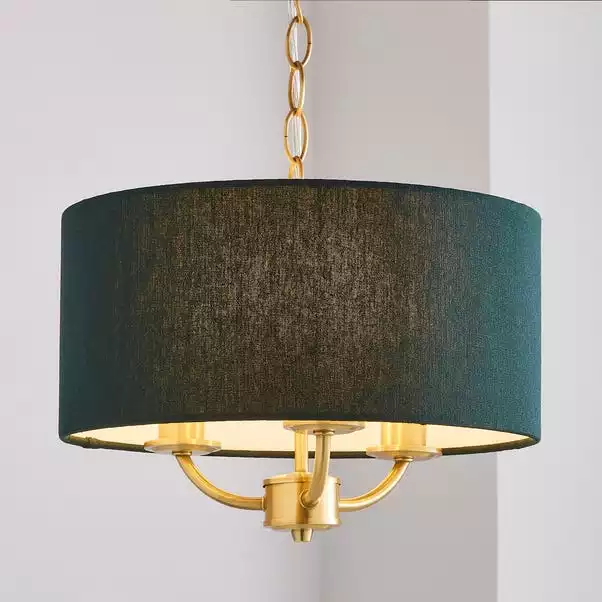 Dunelm Preston Gold Green 3 Light Pendant Fitting 3 Dunelm Preston Gold Green 3 Light Pendant Fitting