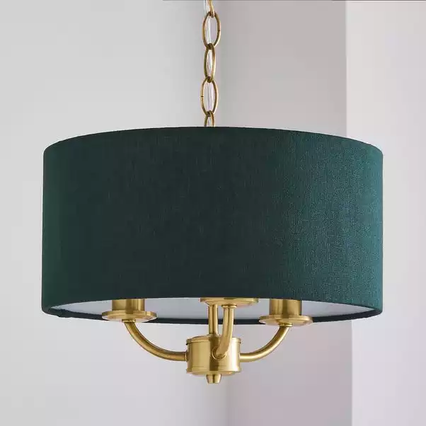 Dunelm Preston Gold Green 3 Light Pendant Fitting 4 Dunelm Preston Gold Green 3 Light Pendant Fitting - Image 2