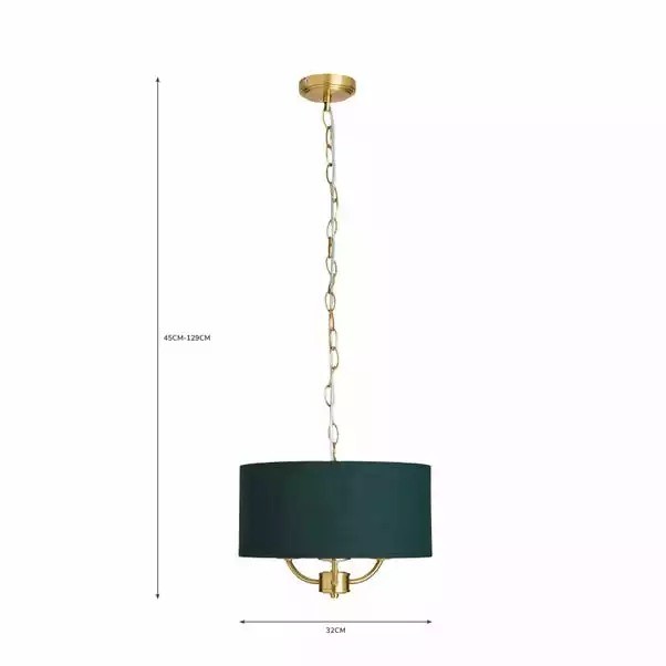 Dunelm Preston Gold Green 3 Light Pendant Fitting 7 Dunelm Preston Gold Green 3 Light Pendant Fitting - Image 5