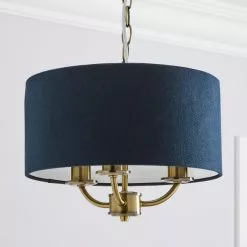 Dunelm Preston Gold And Navy 3 Light Pendant Fitting 8 Dunelm Preston Gold And Navy 3 Light Pendant Fitting -all lighting Sales Store 30730503 alt01