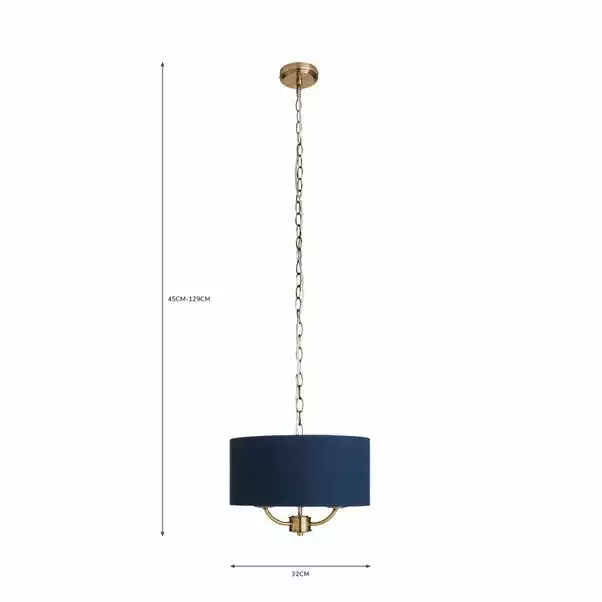 Dunelm Preston Gold And Navy 3 Light Pendant Fitting 7 Dunelm Preston Gold And Navy 3 Light Pendant Fitting - Image 5