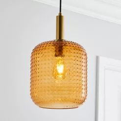 Dunelm Amber Retro 1 Light Pendant Ceiling Fitting