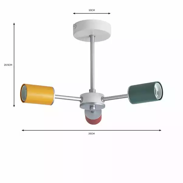 Dunelm Vevo 3 Light Semi Flush Ceiling Fitting 8 Dunelm Vevo 3 Light Semi Flush Ceiling Fitting - Image 6
