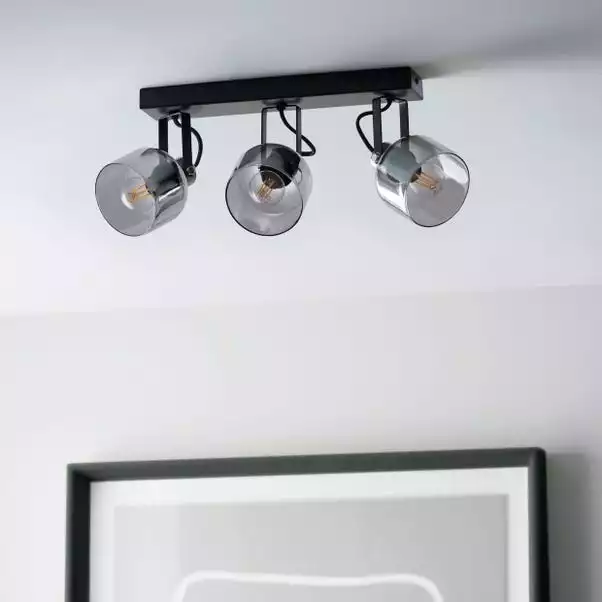 Dunelm Palazzo 3 Light Smoked Glass Spotlight Bar 4 Dunelm Palazzo 3 Light Smoked Glass Spotlight Bar - Image 2