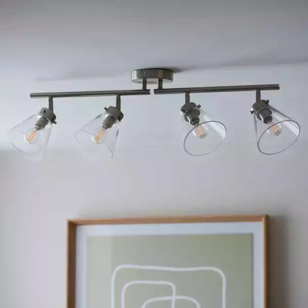 Dunelm Delavin 4 Light Satin Nickel Spotlight Bar 4 Dunelm Delavin 4 Light Satin Nickel Spotlight Bar - Image 2