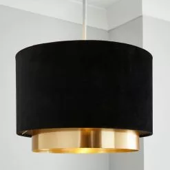 Dunelm Nesa Gold Black Velvet 2 Tier Shade