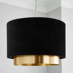 Dunelm Nesa Gold Black Velvet 2 Tier Shade -all lighting Sales Store 30755587 alt01