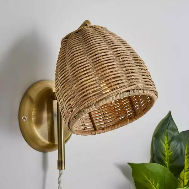 Churchgate Cotes Rattan Plug In Wall Light 4 Churchgate Cotes Rattan Plug In Wall Light - Image 2