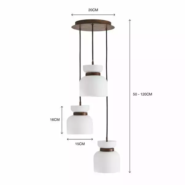 Dunelm Tien Walnut 3 Light Cluster Ceiling Fitting 8 Dunelm Tien Walnut 3 Light Cluster Ceiling Fitting - Image 6