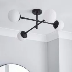 Dunelm Tela Bathroom 4 Light Ceiling Fitting Black -all lighting Sales Store 30769125 alt01