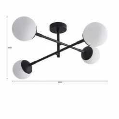 Dunelm Tela Bathroom 4 Light Ceiling Fitting Black -all lighting Sales Store 30769125 alt07