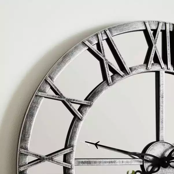 Dunelm Distressed Mirrored 57cm Clock Silver 3 Dunelm Distressed Mirrored 57cm Clock Silver - Image 2