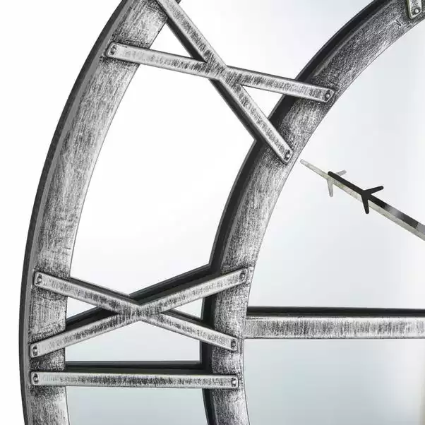 Dunelm Distressed Mirrored 57cm Clock Silver 5 Dunelm Distressed Mirrored 57cm Clock Silver - Image 4