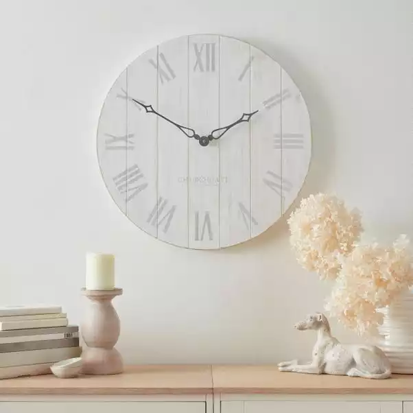 Churchgate Distressed Wooden 60cm Clock Cream 3 Churchgate Distressed Wooden 60cm Clock Cream