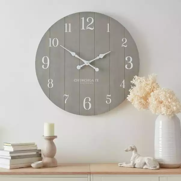 Churchgate Distressed Wooden 80cm Clock Grey 3 Churchgate Distressed Wooden 80cm Clock Grey