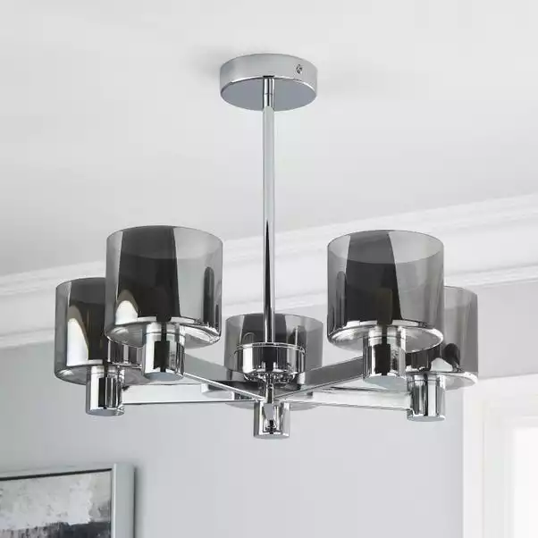 Dunelm Erin Ceiling 5 Light Smoked Ceiling Fitting 4 Dunelm Erin Ceiling 5 Light Smoked Ceiling Fitting - Image 2
