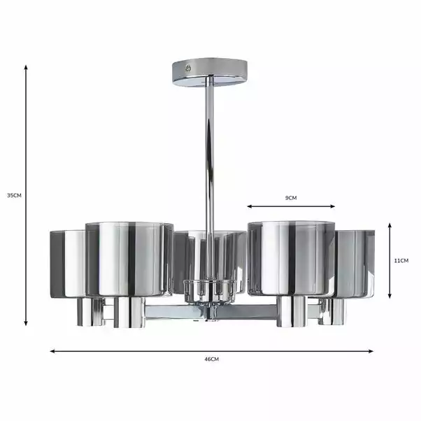 Dunelm Erin Ceiling 5 Light Smoked Ceiling Fitting 8 Dunelm Erin Ceiling 5 Light Smoked Ceiling Fitting - Image 6