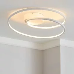 Dunelm Menton Integrated LED Swirl White Semi-Flush Ceiling Fitting