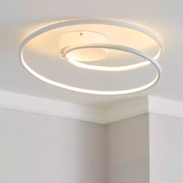 Dunelm Menton Integrated LED Swirl White Semi-Flush Ceiling Fitting 3 Dunelm Menton Integrated LED Swirl White Semi-Flush Ceiling Fitting