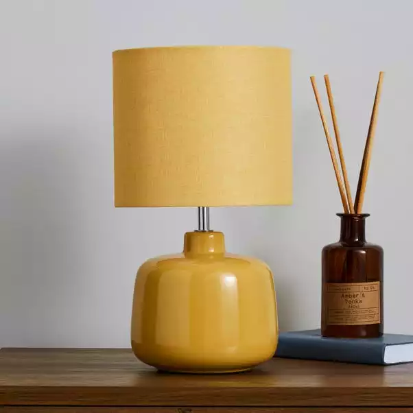 Dunelm Oslo Ochre Ceramic Table Lamp 4 Dunelm Oslo Ochre Ceramic Table Lamp - Image 2