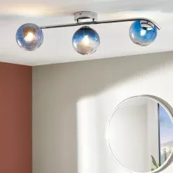 Dunelm Torbay Blue Bathroom 3 Light Semi Flush Ceiling Fitting