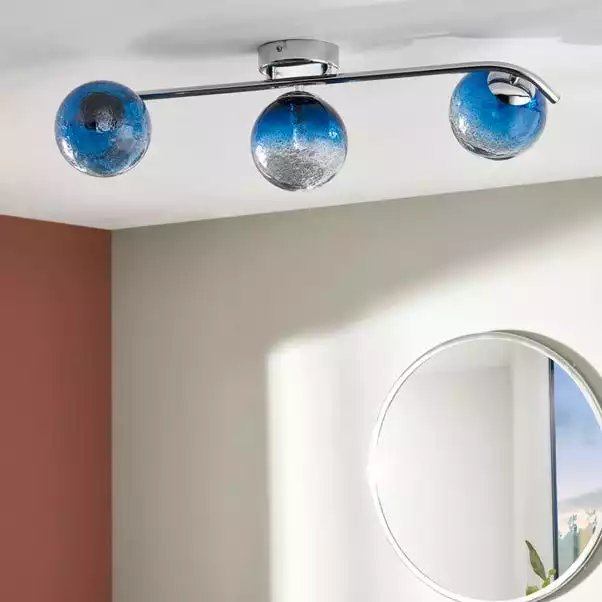 Dunelm Torbay Blue Bathroom 3 Light Semi Flush Ceiling Fitting 4 Dunelm Torbay Blue Bathroom 3 Light Semi Flush Ceiling Fitting - Image 2