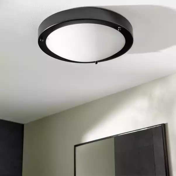 Dunelm Pluto Black Bathroom 1 Light Flush Ceiling Fitting 4 Dunelm Pluto Black Bathroom 1 Light Flush Ceiling Fitting - Image 2