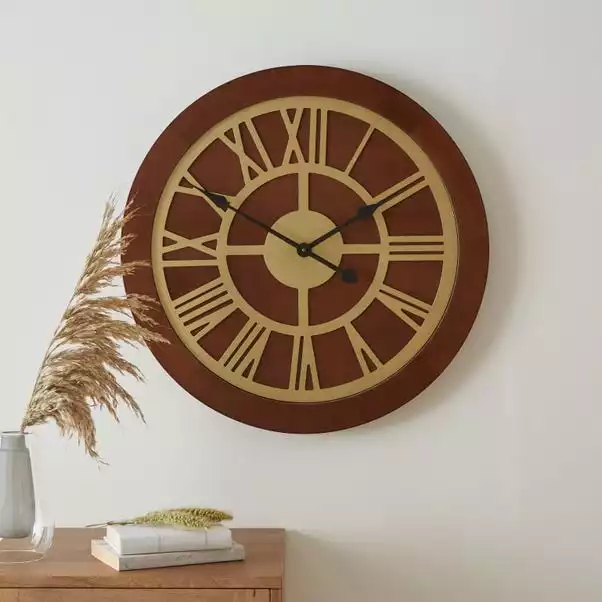Dunelm Wooden Clock Walnut Gold 60cm 3 Dunelm Wooden Clock Walnut Gold 60cm