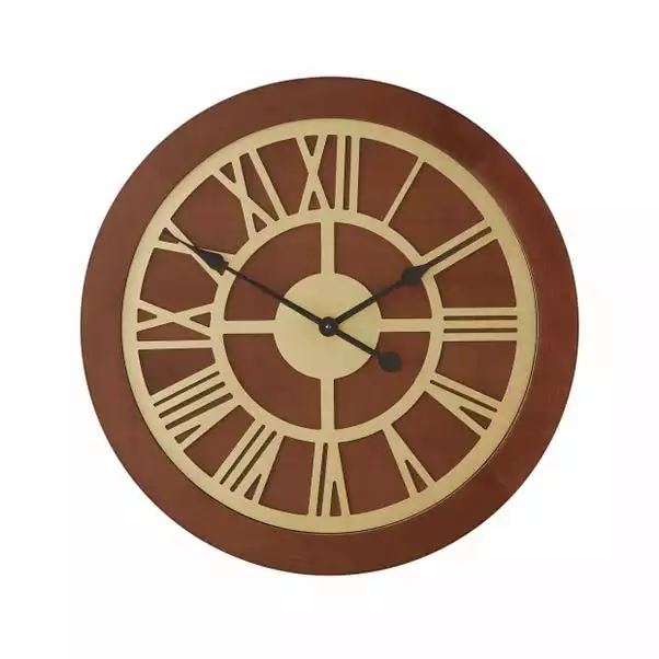 Dunelm Wooden Clock Walnut Gold 60cm 5 Dunelm Wooden Clock Walnut Gold 60cm - Image 3