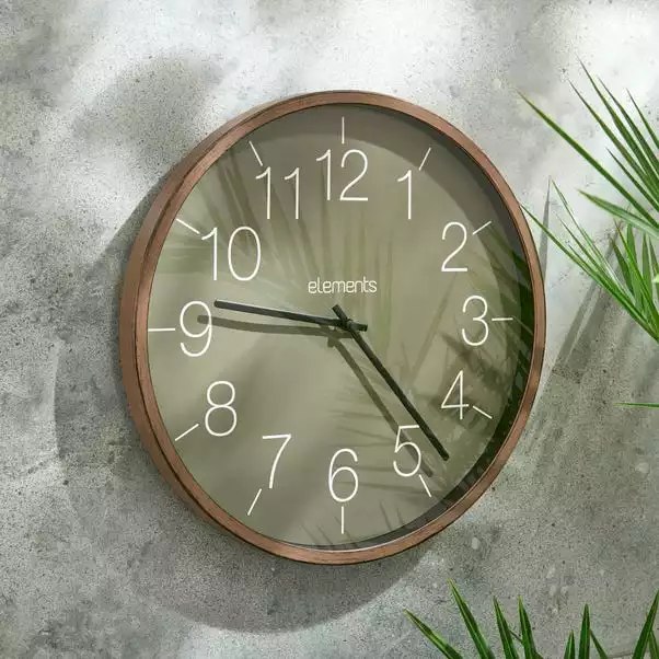 Indoor Outdoor Elements Olive Walnut Clock 41cm 3 Indoor Outdoor Elements Olive Walnut Clock 41cm