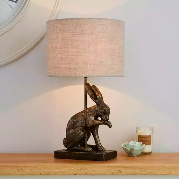 Dunelm Hare Licking Paw Table Lamp Ant Brs 3 Dunelm Hare Licking Paw Table Lamp Ant Brs