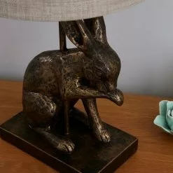 Dunelm Hare Licking Paw Table Lamp Ant Brs 9 Dunelm Hare Licking Paw Table Lamp Ant Brs -all lighting Sales Store 30792140 alt02